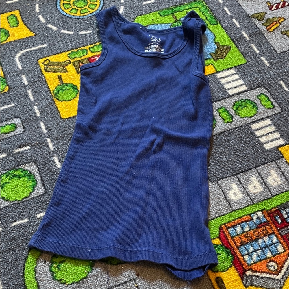 Girls' Navy Ribbed Tank Top - (Brand Not Visible)